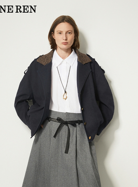 【现货】REINEREN设计师款2025冬季迪木尔风拼接古巴领廓形短外套