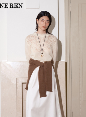 REINEREN任茜2025新品设计师新品休闲百搭花朵镂空马海毛针织上衣