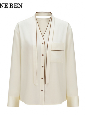 REINEREN任茜2025新品品系领真丝长袖衬衣