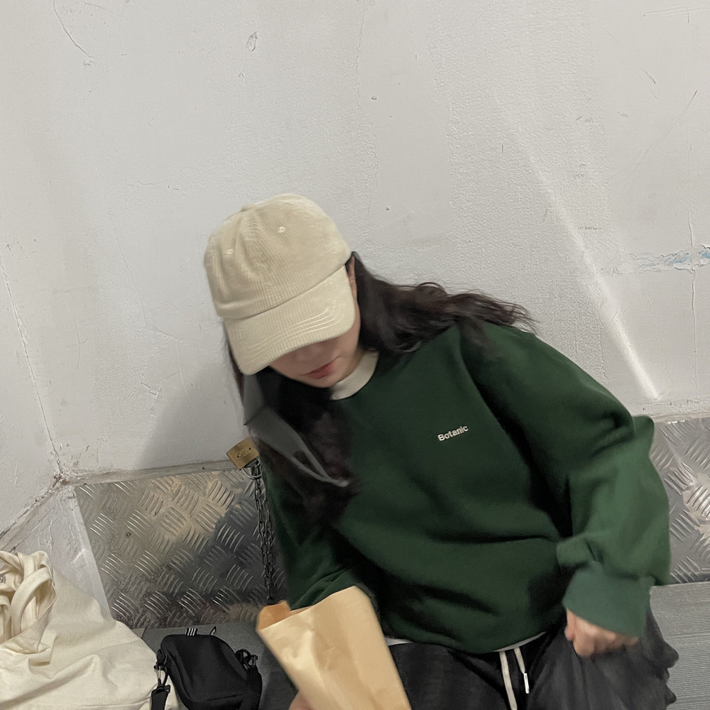 套头卫衣大码ins风拼色领口短款