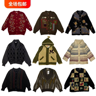 古着vintage刺绣毛衣开衫套头毛衣针织外贸复古古着羊绒羊毛纱018