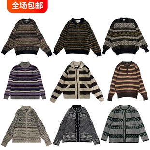 古着vintage雪花细条纹套头毛衣衫针织外贸复古古着羊绒羊毛纱013