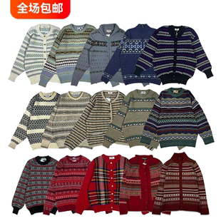 古着vintage雪花细条纹套头毛衣衫针织外贸复古古着羊绒羊毛纱007
