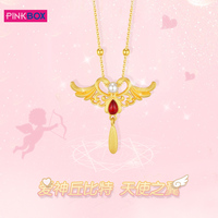 PINKBOX/娉饰珠宝爱神丘比特之翼足金吊坠镶嵌珍珠黄金挂坠送礼物