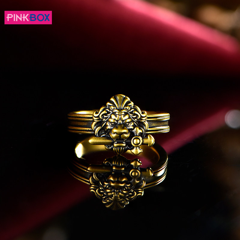 PINKBOX/娉饰珠宝黑金戒指圣剑狮子霸气电黑黄金硬金指环高考