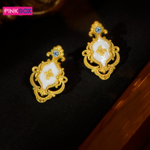 PINKBOX/娉饰珠宝黄金耳饰托帕石晶莹冰川蓝冰雪奇遇耳环轻奢