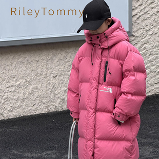 英国Riley Tommy儿童连帽羽绒服男童女童长款加厚白鸭绒保暖外套