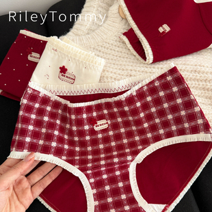 女士10a级抗菌加长裆本命年红三角裤 英国Riley Tommy少女纯棉内裤