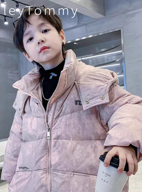 英国Riley Tommy儿童连帽羽绒服冬季中大童加厚男孩白鸭绒羽绒服