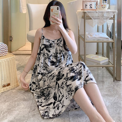性感吊带棉绸睡裙女中长款夏季绵绸甜美公主风薄款可爱睡衣家居服