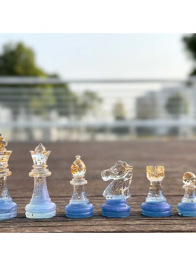 国际象棋水晶16颗棋子手工可定制生日送人新年礼物伴手礼滴胶成品