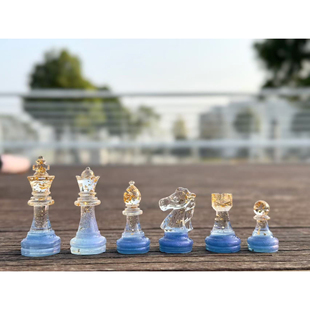 国际象棋水晶16颗棋子手工可定制生日送人新年礼物伴手礼滴胶成品