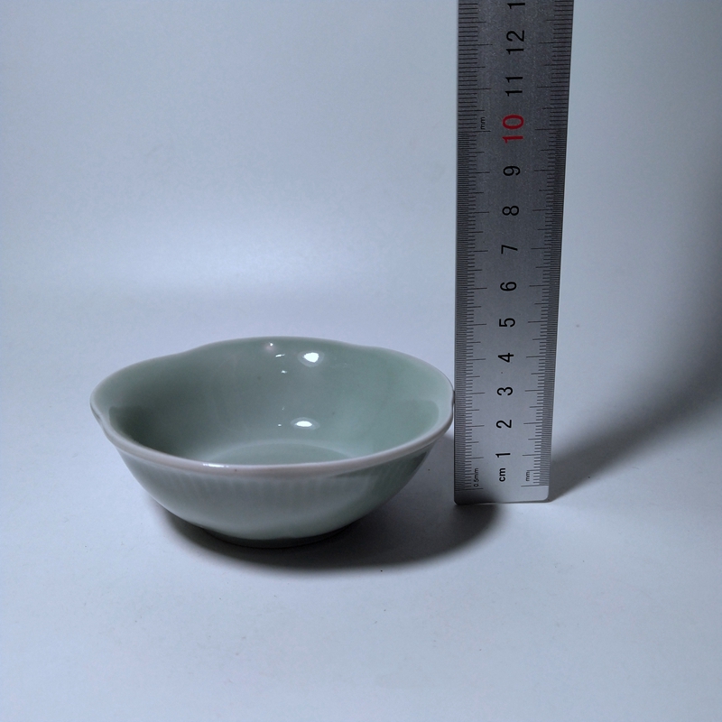 如玉似冰蓝凤凰省非遗宜兴80年代老青瓷碗100cc青白釉麦穗纹茶碗