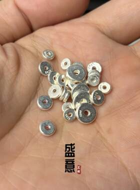 S925古法纯银亮面小隔片星月凤眼百香籽金刚藏式文玩手串配饰