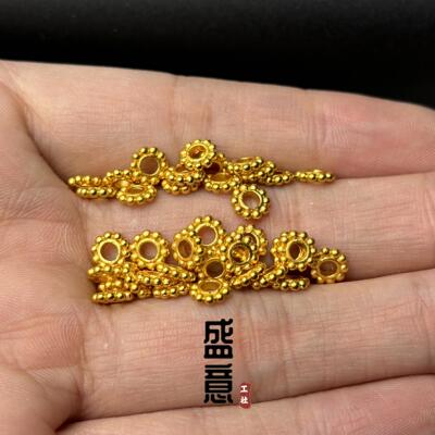 古法24K工艺黄金色925麻花车轮圆隔片保色文玩手串配珠垫片