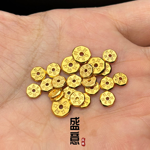 古法24K工艺黄金色六字真言隔片超薄垫片隔珠文玩手串配珠配饰
