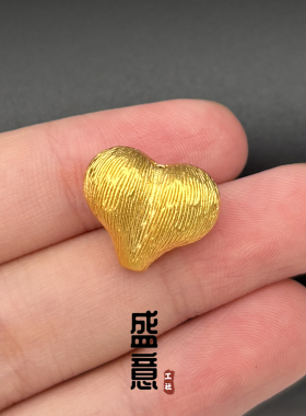 古法24K工艺黄金色爱心形桃心屁桃款隔珠顶珠腰珠项链手串配饰