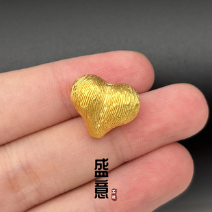 古法24K工艺黄金色爱心形桃心屁桃款隔珠顶珠腰珠项链手串配饰