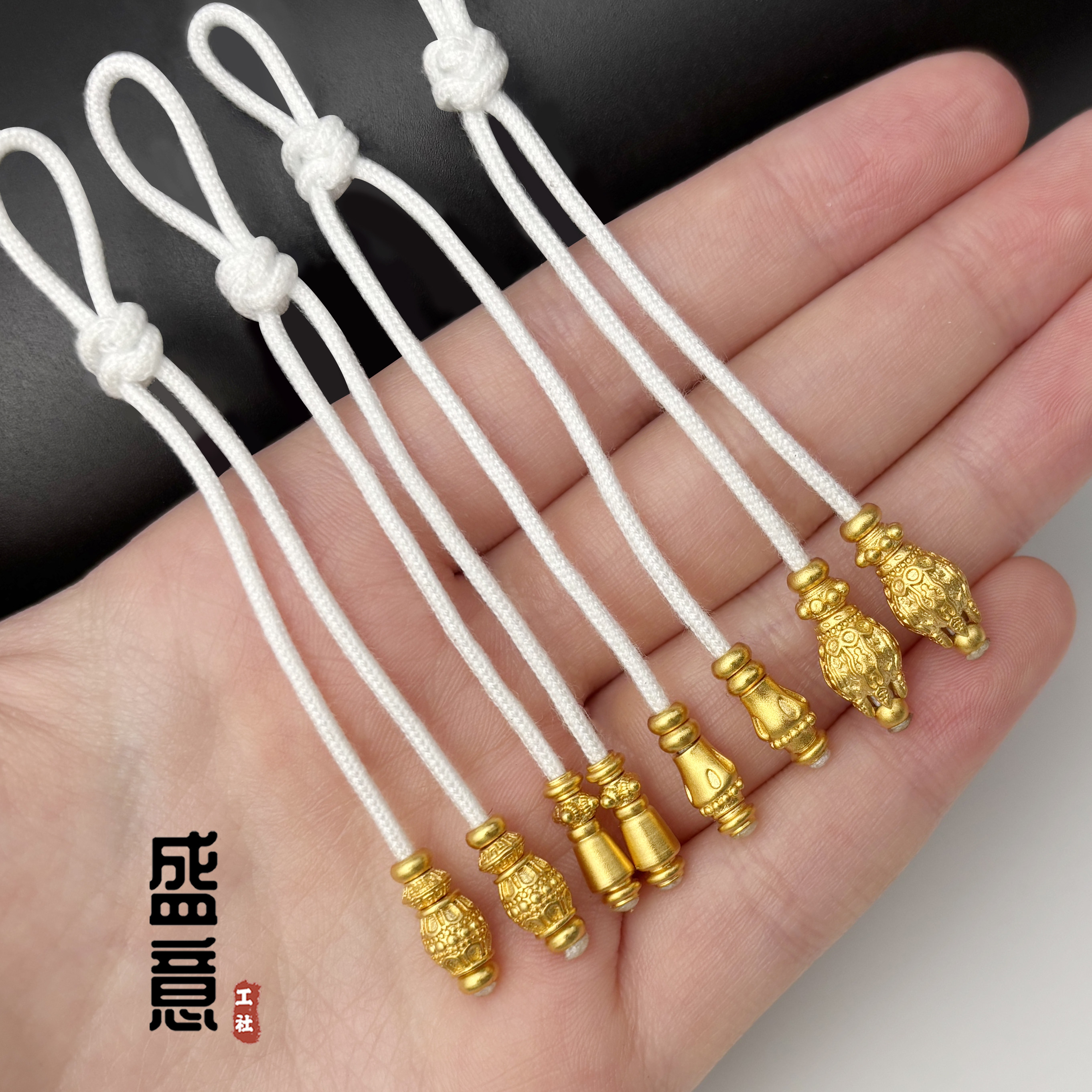 古法24K工艺黄金色弟子珠套装文玩手串手持佛珠配珠diy配饰