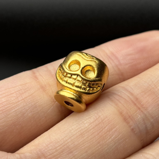 古法24K工艺黄金色925尸陀林主阿呆三通保色文玩手串配饰