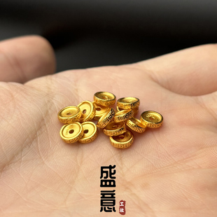 古法s925银包金24K工艺金色回纹隔片卡环直切diy手串配珠垫片