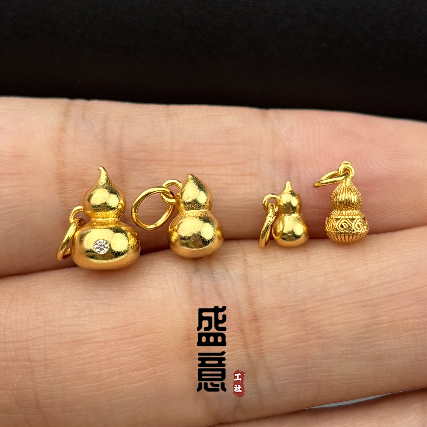 古法24K工艺黄金色葫芦福禄挂件吊坠侧挂文玩手串项链diy配饰