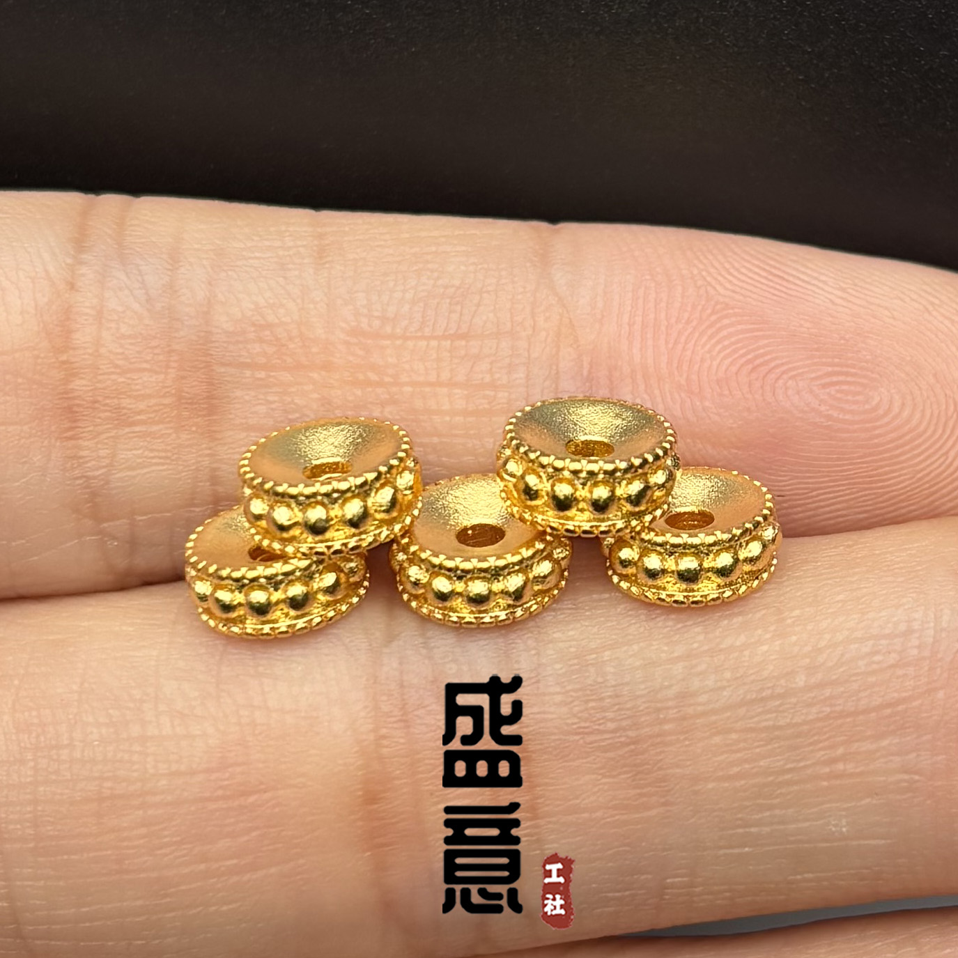 古法24K工艺黄金色多层蜻蜓眼车轮隔片保色文玩手串配珠垫片