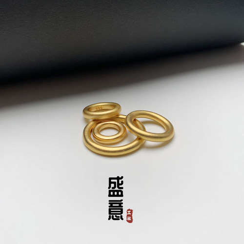 古法24k工艺黄金色文玩光面素圈