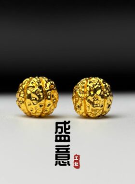 古法24K工艺黄金色925金刚菩提珠三通保色隔珠项链佛珠手串配饰