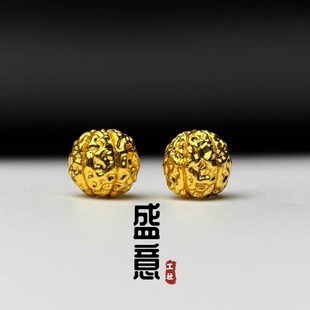 古法24K工艺黄金色925金刚菩提珠三通保色隔珠项链佛珠手串配饰