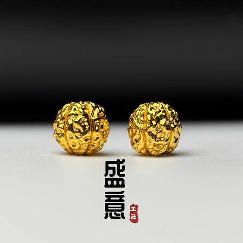 古法24K工艺黄金色925金刚菩提珠三通保色隔珠项链佛珠手串配饰