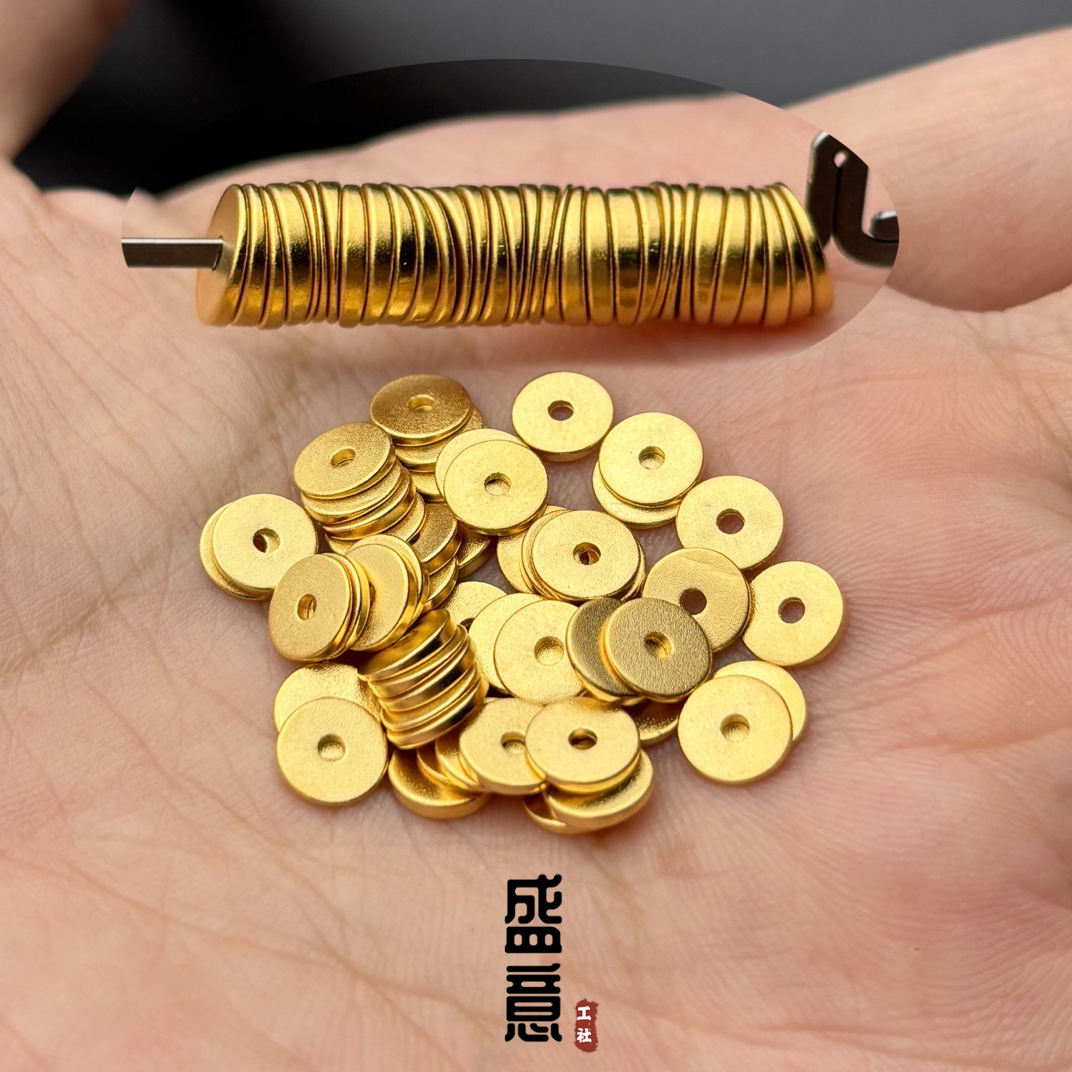 古法24工艺金色斜切大肠车轮隔片保色文玩手串配珠垫片