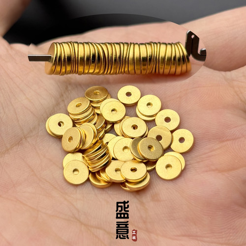 古法24工艺金色斜切大肠车轮隔片保色文玩手串配珠垫片