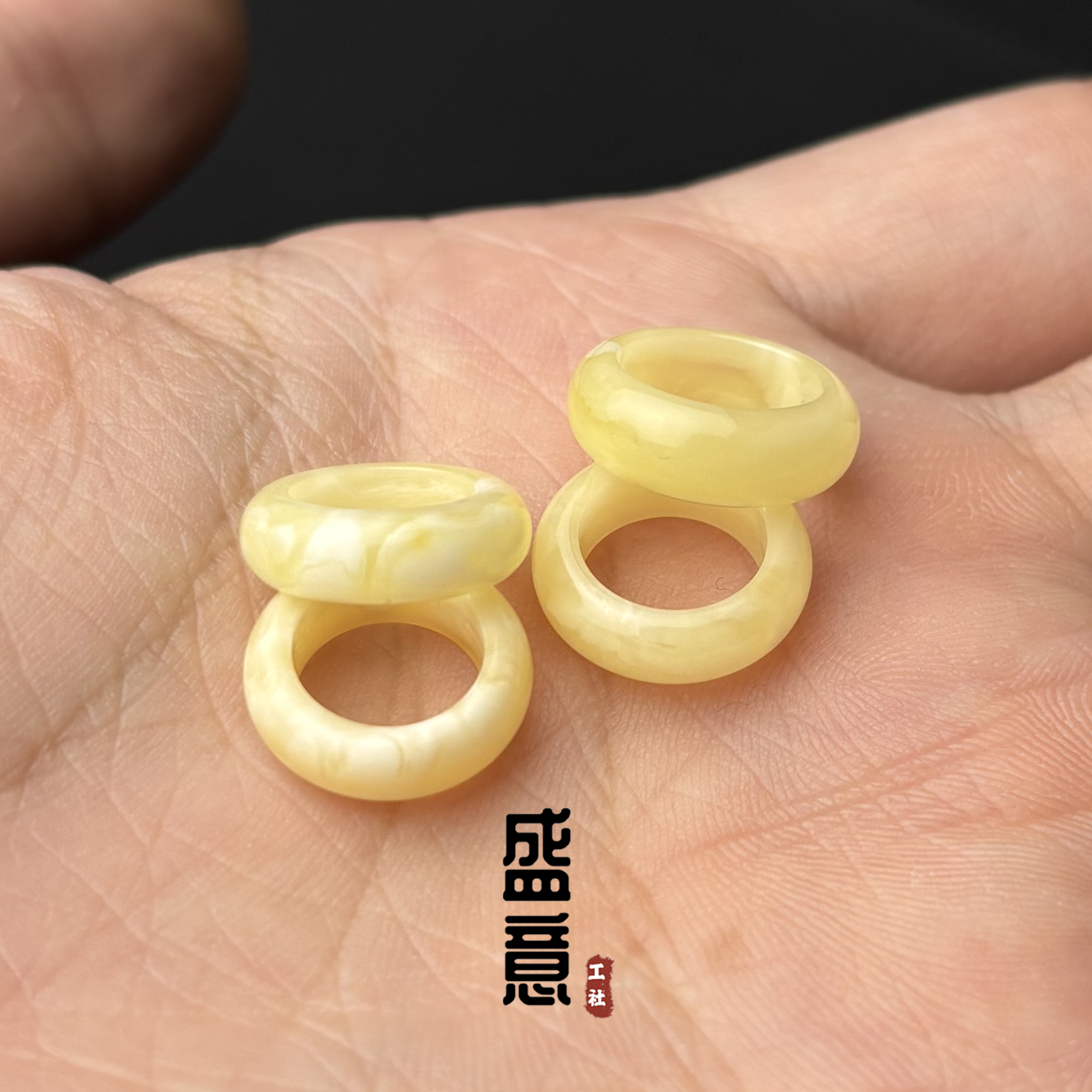 原矿天然精工蜜蜡跑环卡环平安扣星月金刚菩提文玩手串DIY配饰