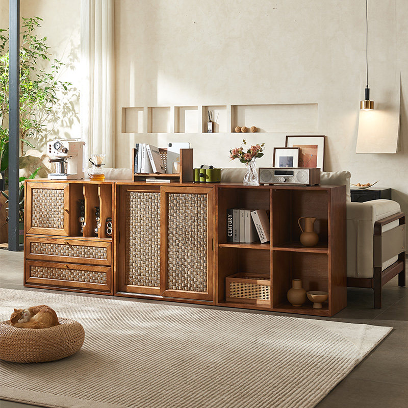 北欧复古多功能一体实木自由组合柜客厅收纳书柜储物柜落地置物柜,住宅家具,餐边柜,淘宝优惠券,粉丝福利购,淘宝优惠卷
