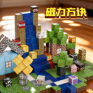 世界磁力方块全套正版女男孩拼图儿童益智拼装磁铁吸积木玩具MC