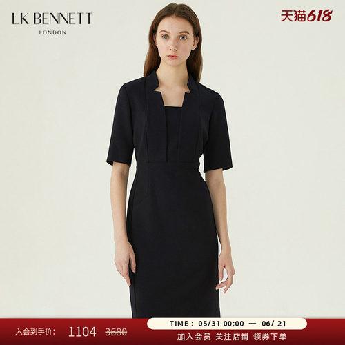 l.k.bennett深蓝修身西装连衣裙
