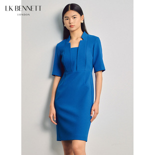 連衣裙女春秋修身 lkbennett藍(lán)色正裝 商務(wù)西裝 凱特王妃同款 裙
