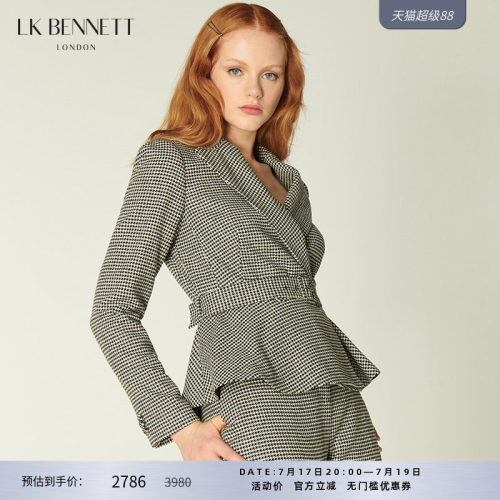 lkbennett千鸟格羊毛西装外套女