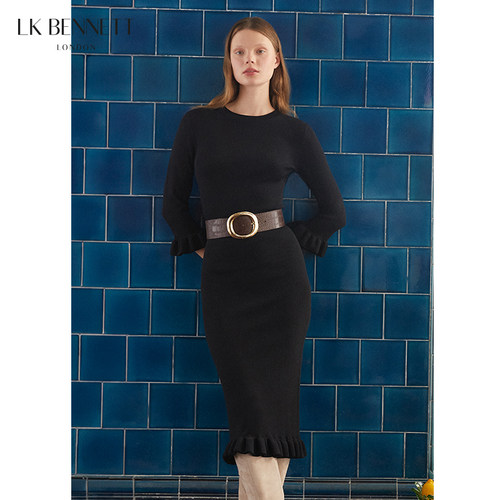 lkbennett优雅黑色针织连衣裙