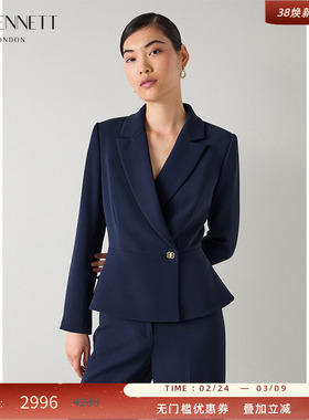 LK BENNETT深蓝西装外套女2025年秋新款通勤气质一粒扣艺术收腰