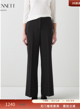 LK BENNETT黑色高腰西装裤女2025秋季新款简约垂感百搭通勤直筒裤