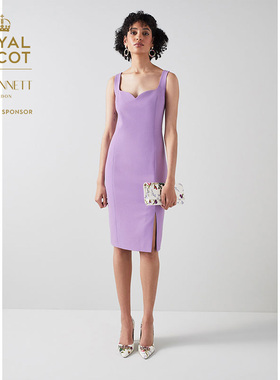 【皇家赛马会】LK BENNETT紫色连衣裙女夏季吊带仙气小礼服裙