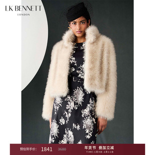 LK BENNETT浅灰色短外套2025冬季新款立领大气简约短款保暖高级感