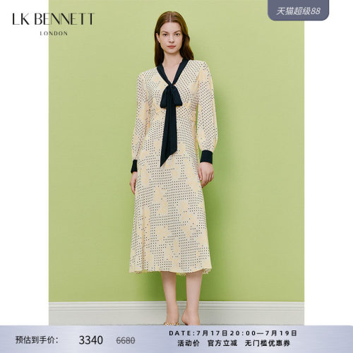 LKBENNETT收腰印花真丝连衣裙