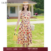 BENNETT无袖 印花连衣裙2025年夏新款 法式 方领收腰口袋中长款 裙