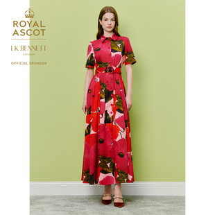 LK BENNETT【赛马会】法式红色印花连衣裙女26新款纯棉复古度假风