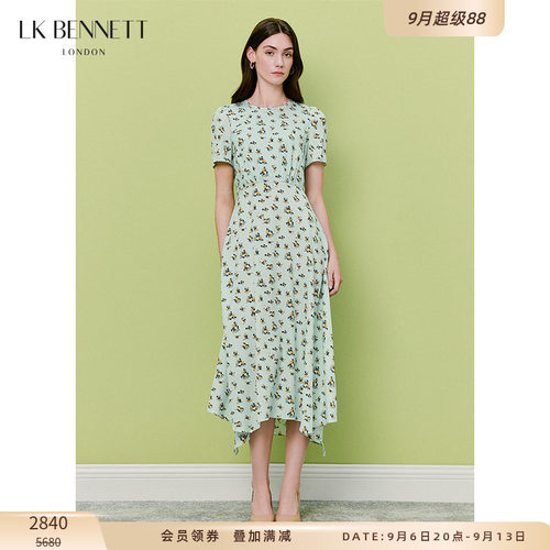 LKBENNETT桑蚕丝混纺印花连衣裙