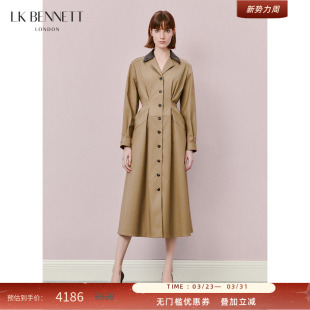 翻领单排扣工装 BENNETT卡其色风衣冬新款 外套 梁洁同款