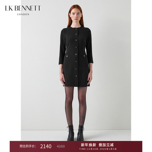 圆领H型简约通勤连衣裙 新款 lkbennett黑色时尚 连衣裙2025年秋季